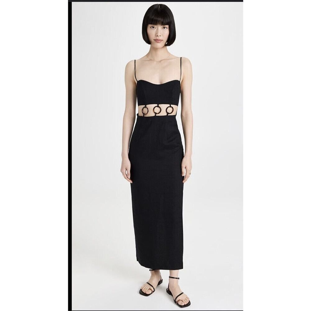 Rumer Bridget Ring Maxi Dress Size Small Black 100% Linen